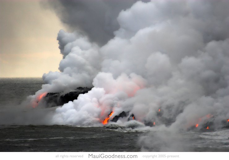 Lava flowing into the ocean