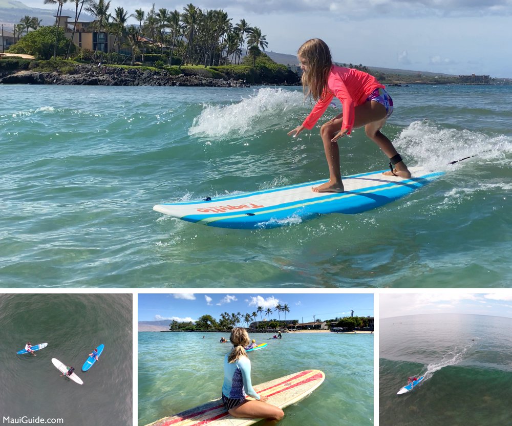 maui with kids surfing