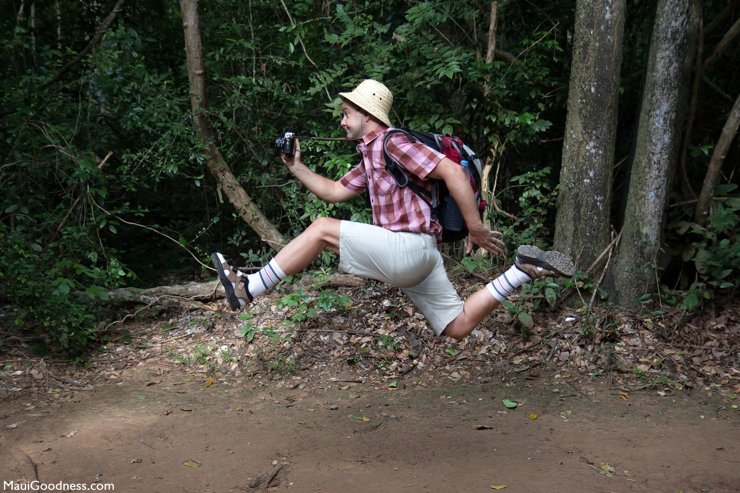 tourist running around Maui